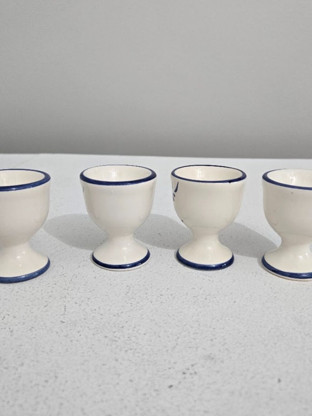 Set of 4 Porcelain Floral Egg Cups Hand Painted Kitchenware Portuguese Colorful - Picture 4 of 9